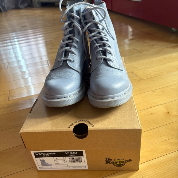Dr. Martens Light Blue Leather Lace-Up Boots - Picture 11 of 12